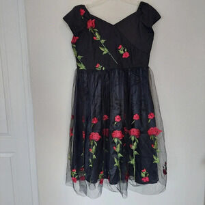 Aufor Embroidered Floral Swing Dress Size XL NWT